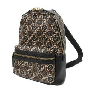 💣MARC JACOBS SIGNET MINI BLACK LOGO PRINTED LEATHER BACKPACK